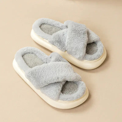 Fashion Cross Fluffy Slippers