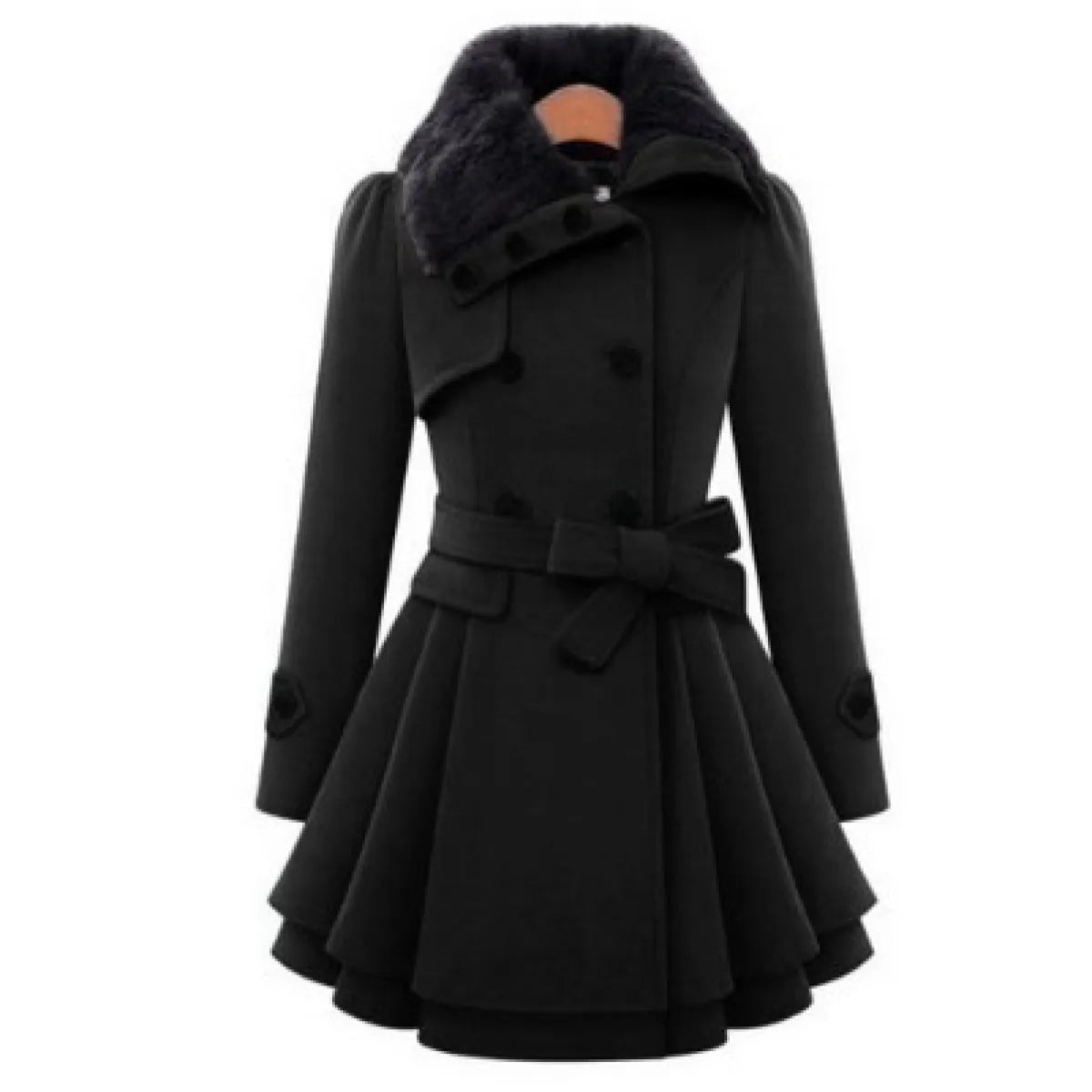 Women's Slim Double-Breasted Wool Coat