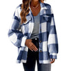 Plush Plaid Women's Autumn And Winter Open Button Lapel Thermal Plaid Pattern Jacket